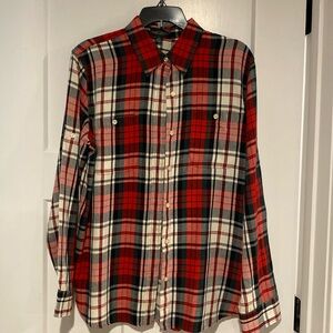 Lauren cotton plaid button down shirt.  Holiday colors! Size Large
